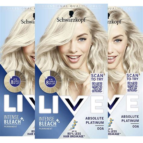 Schwarzkopf Live Absolute Intense Lightener Platinum Blonde A Permanent Hair Dye Pack Wilko