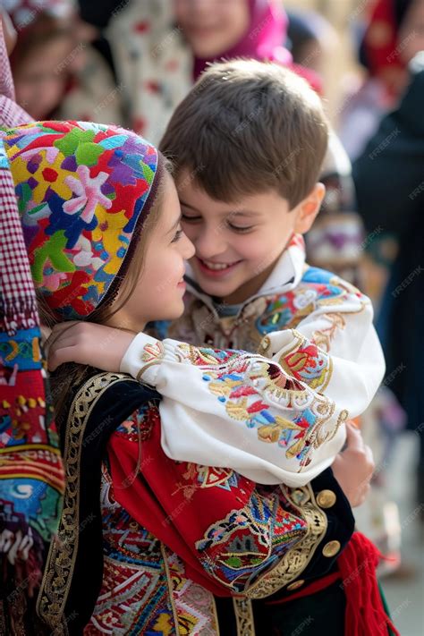 Premium Photo | Children in traditional Romanian costumes giving