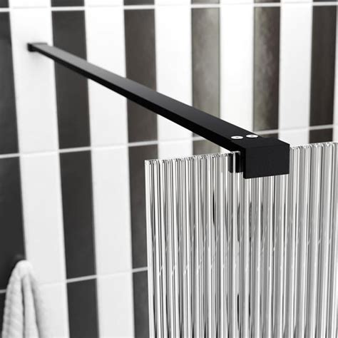 Apex 1000mm Matt Black Fluted Glass 8mm Wetroom Screen Sanctuary