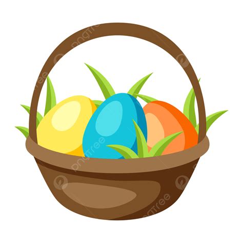 Easter Egg Basket Vector Hd Png Images Happy Easter Basket With Eggs Colorful Isolated Faith