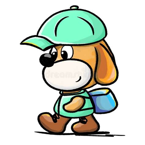 Dog Character Design - Walking with Backpack, Cartoon Animal Character ...