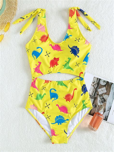 Girls Dinosaur Print Bikini Swimsuit Artofit