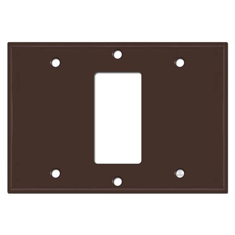 3 Gang Centered Rocker Light Switch Plate Cover - Brown