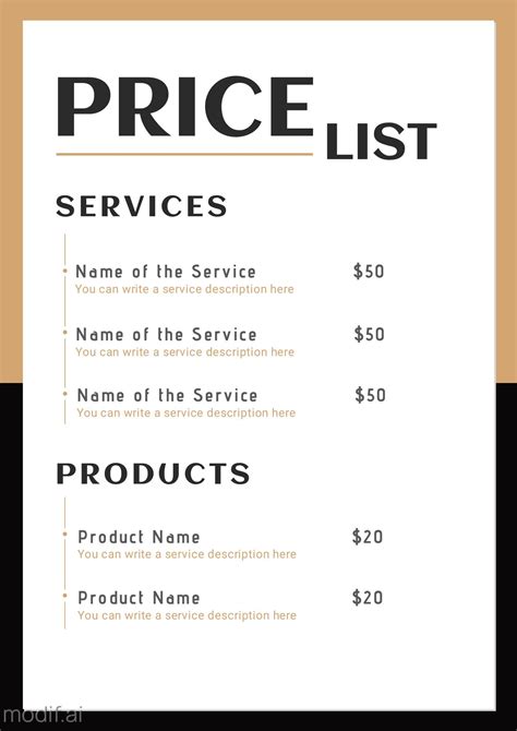 Price List Template With Two Halves Background - Mediamodifier