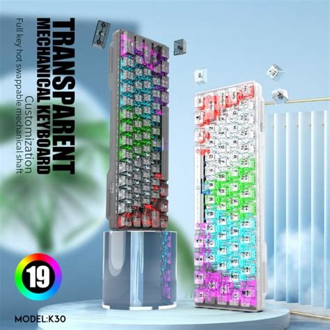 K Gaming Mechanical Keyboard Rgb Backlight Keycap Keys Hot Swap Usb Wired Transparent Gamer