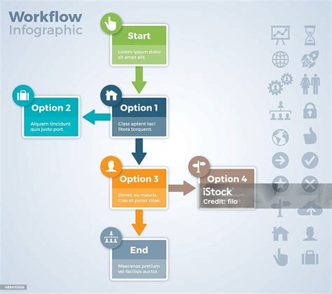 workflow steps  process stock illustration  image