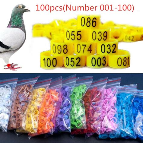 100pcs Bird Rings Leg Bands For Pigeon Parrot Poultry Clip Rings Number