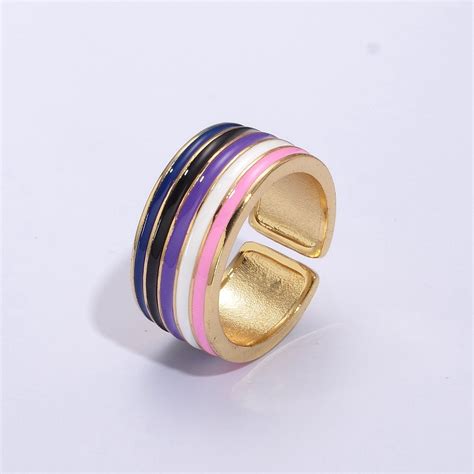 Pride Flag Rings LGBTQ Ring Gold Filled Open Adjustable Stackable Ring Trans Gay Pansexual