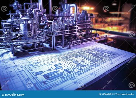 Detailed Blueprint Sketch Of Industrial Metal Structure With Rivets And