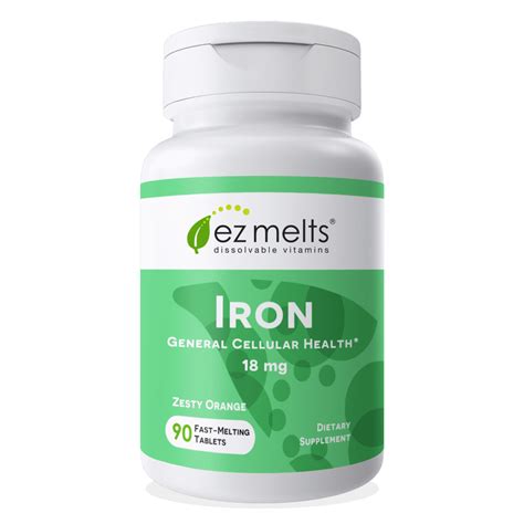 Ez Melts Iron Supplement With Vitamin C Fast Dissolve Tablets 18mg 90 Ct