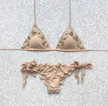Bikini Triangolo Flora Nude Le Naty Luxury Beachwear Made In Italy Collezioni Bikini
