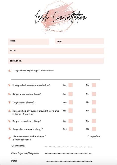 Printable Eyelash Consultation Form