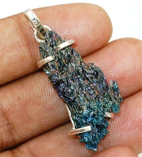 Natural Titanium Druzy Solid Sterling Silver Pendant Jewelry Cd