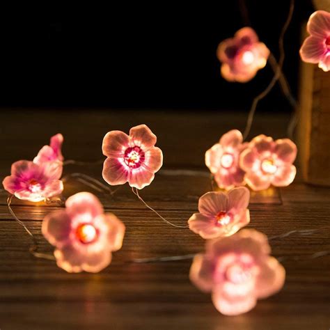 Flower Fairy Lights 10ft 30 Led Pink Cherry Blossom String Etsy