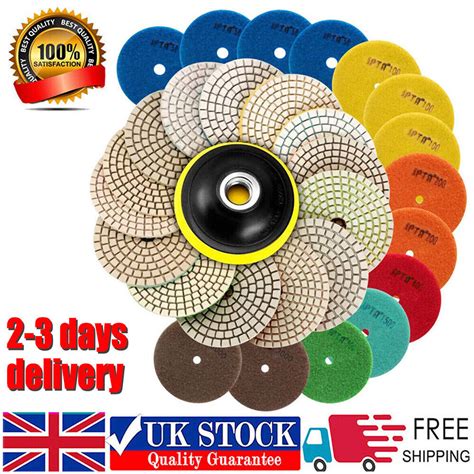 UK 15pcs Diamond Polishing Pads Wet Dry 4 Inch Set Kit For Concrete