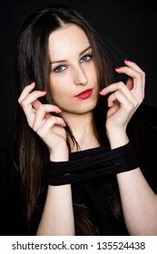 Portrait Beautiful Brunette Her Hands Tied Stock Photo Shutterstock
