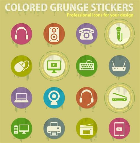 Premium Vector Devices Colored Grunge Icons