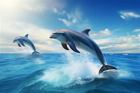 Premium Photo | A group of playful dolphins leaping joyfully in th 00251 02