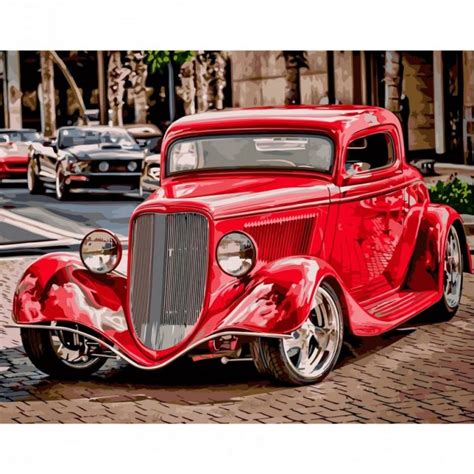 Картина по номерам STRATEG Красный ретро автомобиль, 40x50 см ...