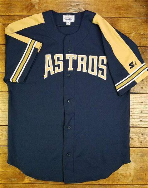 Houston Astros Baseball Jersey Navy Blue Gold 90's 94-99 Vintage Rare ...