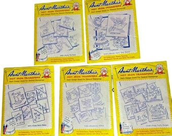 Vintage Aunt Martha S Hot Iron Transfers Lot Of 11 Embroidery Needlepoint Etsy