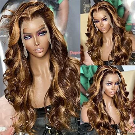 Amazon Ghotool Density X Honey Blonde Highlight Lace Front Wigs Human Hair For