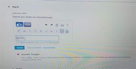 Solved Part D potassium nitrite Express your answer as a | Chegg.com