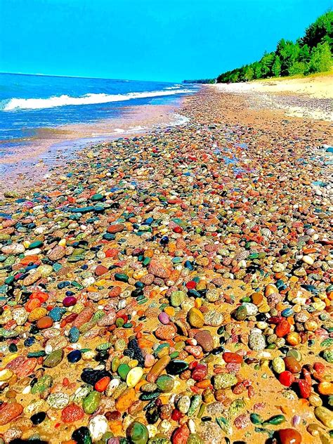 Rock Hunting On 12 Mile Beach In Grand Marais Michigan Poster For