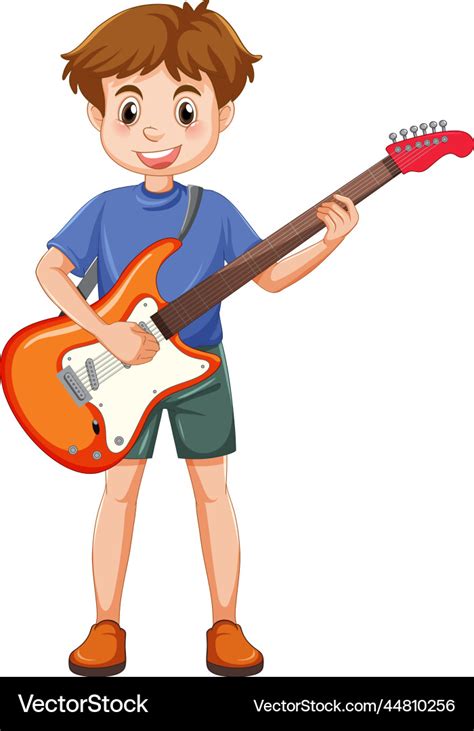 Boy Playing Electric Guitar Royalty Free Vector Image