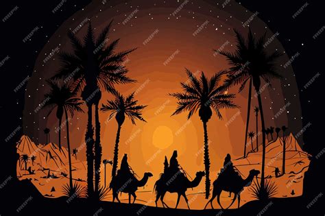 Ilustración De Silueta De Reyes Magos Foto Premium