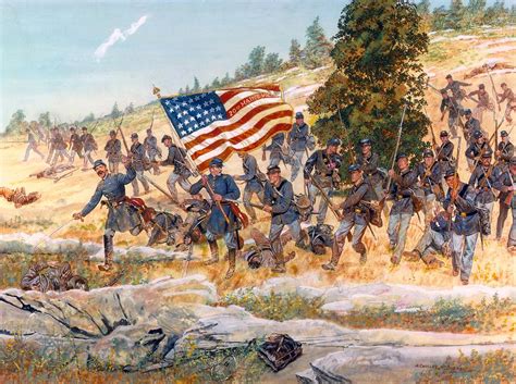 The Famous Charge Of The Twentieth Maine 2 July 1863 Painting By