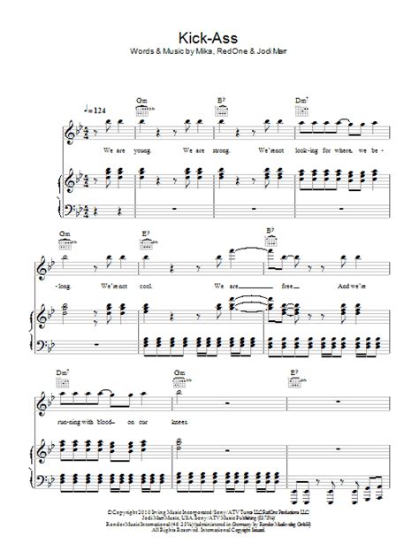 Kick Ass By Mika Vs RedOne Sheet Music For Piano Vocal Guitar