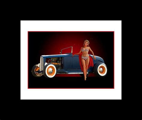 Ford Hot Rod Retro Model In Swimsuit Poster Art Print Etsy