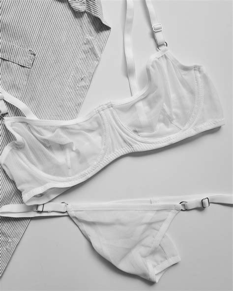White Sheer Lingerie Set Sheer Bra Transparent Underwear Gift For Her Etsy