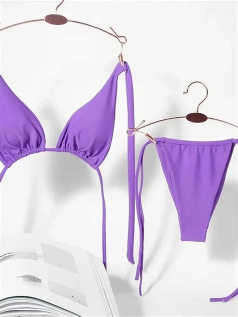 Sexy Color Halter Mini Micro Thong Bikini Female Swimsuit Women Swimwear Two Pieces Bikini