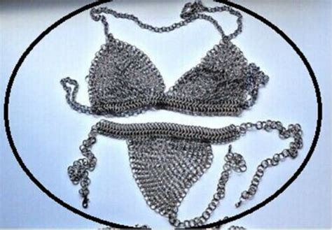Aluminium Bikini Silver Bra Pantie Hot Intimate Swim Chainmail Black Friday EBay