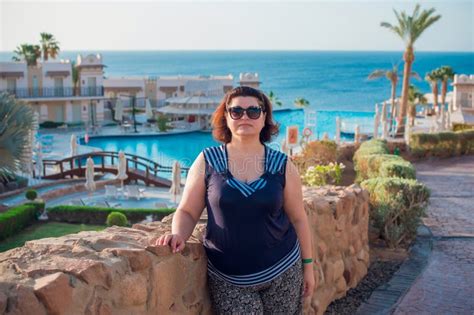 Mature Chubby Woman Vacation Mood Concept Stock Image Image Of Carefree Female 235746467