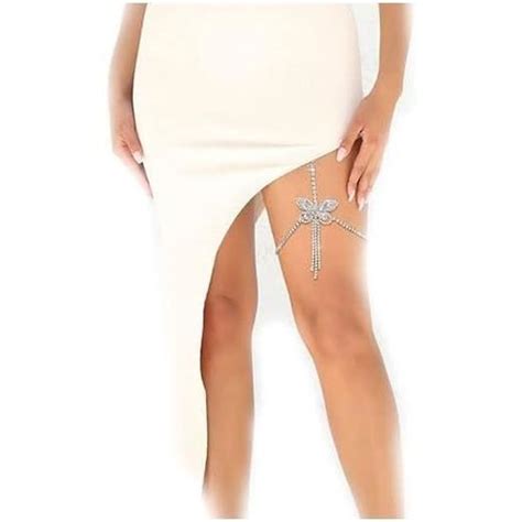 Cha Ne De Cuisse Boh Me En Cristal Papillon Pour Femme Sexy Bikini Strass Cha Ne De Jambe Plage