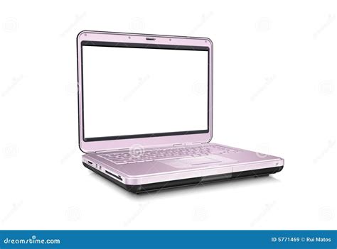 Pink Laptop With Blank Screen Isolated On White Background Whole In