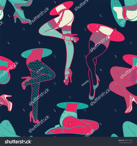 Retro Pop Woman Lingerie Stockings Seamless Stock Vector Royalty Free