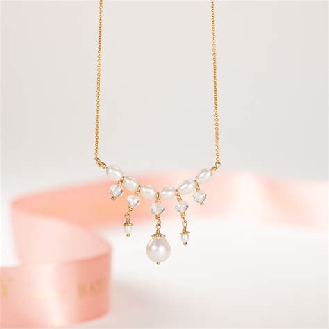 Pearl Chandelier Drop Necklace Bridgerton Inspired Francesca Sil
