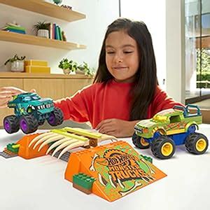 Amazon Mega Hot Wheels Monster Trucks Building Toy Smash Crash Wrex Boneyard Stunt