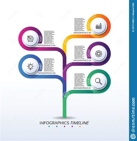 Timeline Infographic Business Template Colorful Gradient Stock Vector
