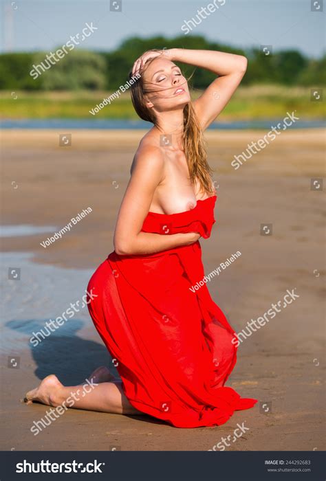 Beautiful Nude Woman Red Fabric Posing Stock Photo 244292683 Shutterstock
