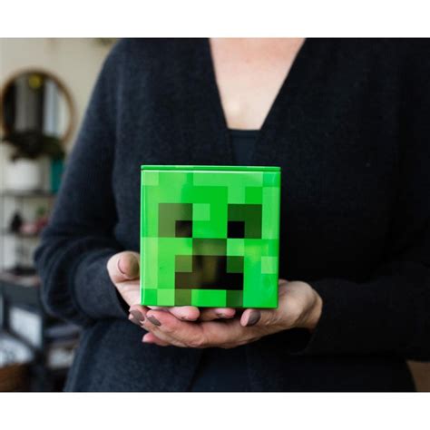 Ukonic Minecraft Creeper Tin Storage Box Cube Organizer With Lid 4