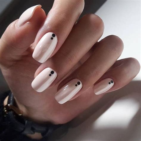 Nude Nails With Black Dots Nails Nail Nail Art Nail Ideas Nude Nails
