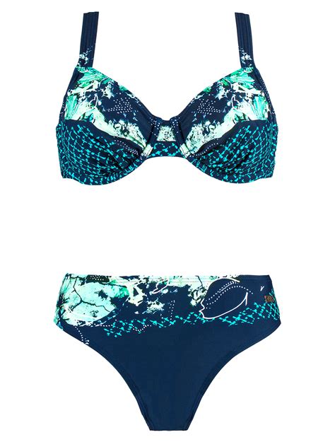 Naturana Naturana NAVY Printed Underwired Bikini Set Size 10 EU 38