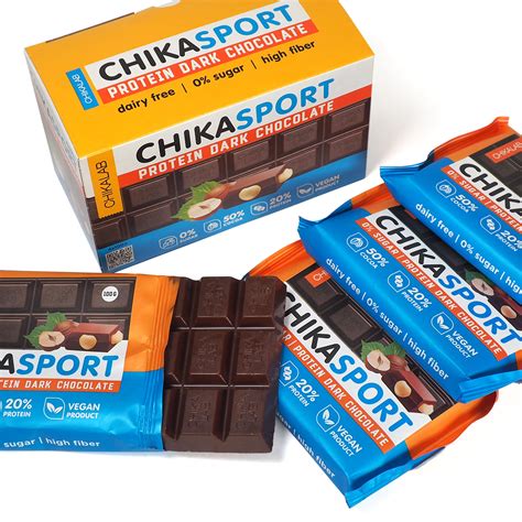 Протеиновый шоколад без сахара Chikalab, 100 г, Тёмный шоколад с ...