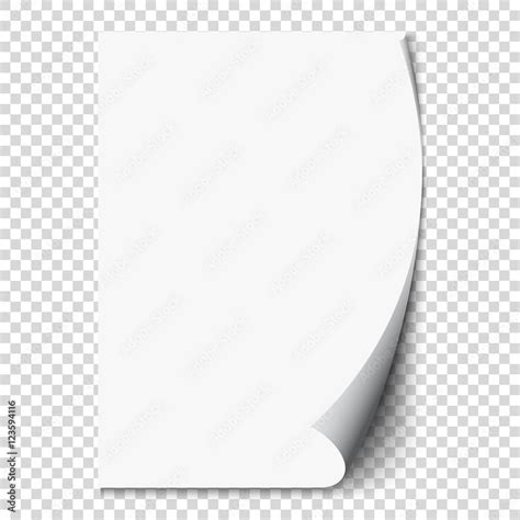 New White Page Curl On Blank Sheet Isolated Paper Realistic Empty