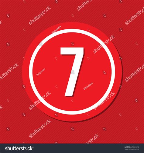 White Number 7 Circle Red Paper Stock Vector Royalty Free 476409292